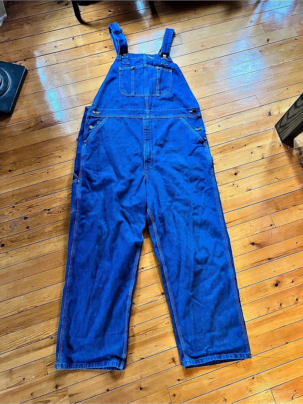 Carhartt R07 Dst Blue Denim Bib Overalls Waist 40 x 28